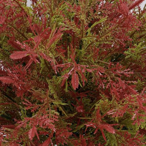 Artificial Fall Cedar Topiary Trees with Ground Stakes - Red & Green, 24-Inch