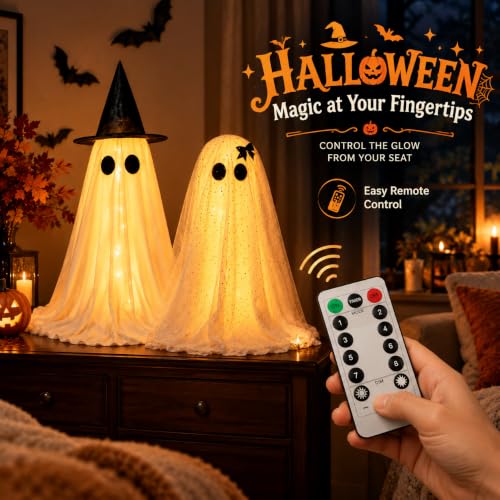 Lighted Ghost Halloween Decoration with 8 Modes & Remote Control
