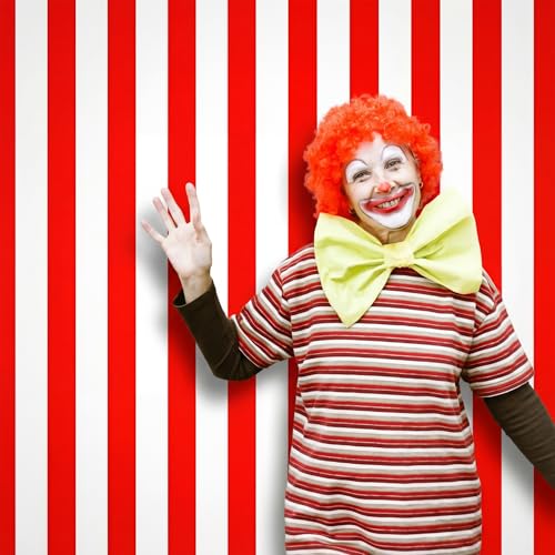 54 Inch x 100 ft Red and White Striped Disposable Tablecloth Roll with Cutter