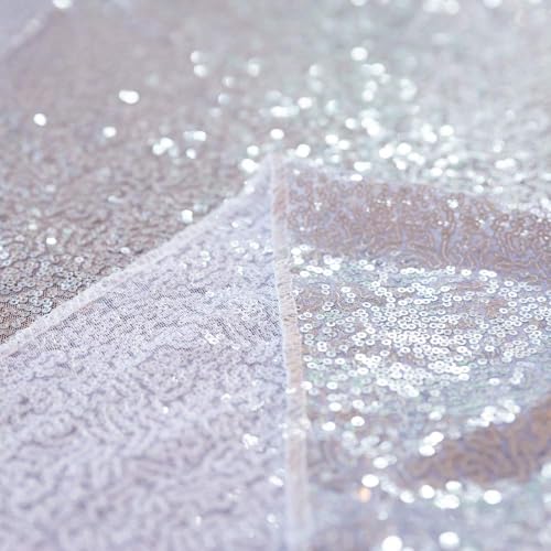Silver Sequin Round Tablecloth 132 Inch for Events and Parties - Variation: Silver / 132"