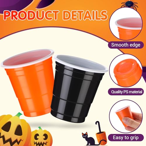 50 Pcs Halloween Plastic Shot Glasses 2 oz Disposable Party Cups - Black & Orange