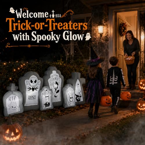 6.9FT Inflatable Halloween Tombstone Set with LED Lights for Outdoor Yard Decor