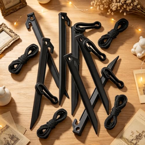 Inflatable Stakes Kit for Yard Decorations - Heavy Duty Ground Stakes, Ropes & Hooks, Outdoor Tie Down Set for Christmas & Halloween
