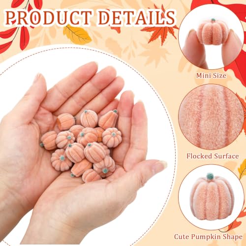 Mini Velvet Pumpkins Set - 45 Artificial Fall Decor for Centerpieces, Vases & Crafts