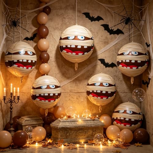 2-Pack 22-Inch Mummy Head Foil Balloons for Halloween & Egyptian Theme Decor