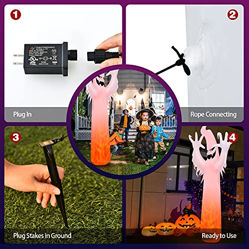12 Ft Halloween Inflatable Ghost with Rotating Flame LED Lights Garden Decor