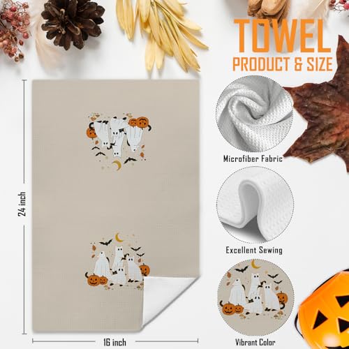 Halloween Black Cat Kitchen Towels - Fall Decor Hand Towels Set of 2