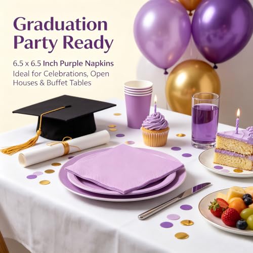 Purple Disposable Paper Napkins - 100pcs for Lunch & Party - Variation: Purple