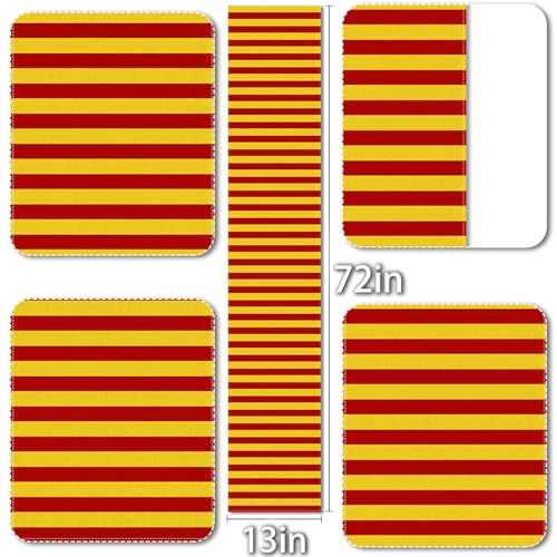 Vohado Wizard Table Runner 13x72 Inches Halloween Witch Party Decor Red & Gold Stripes