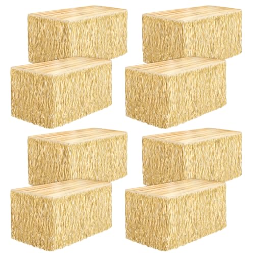 8 Pack Luau Grass Table Skirt - Paper Fringe Decor 108x30 Inch - Straw Variation