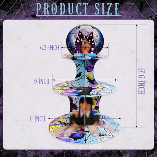 Gothic Birthday Decorations 3-Tier Cupcake Stand - Black & Purple Gothic Style