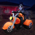 6 ft Halloween Inflatable Skeleton Motorcycle with LED Lights Yard Decor