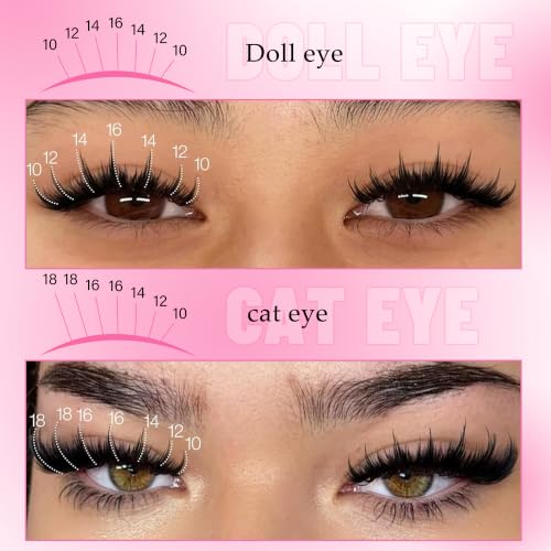 DIY Spiky Mink Lash Clusters with Bottom Lashes - Black Body, Orange Variation