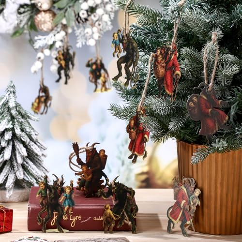 12 Pcs Krampus Christmas Ornaments - Horror Metal Holiday Tree Decorations