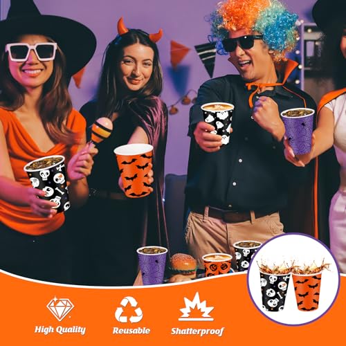 Halloween Ghost Disposable Coffee Cups Set - 200 12oz Party Drinkware