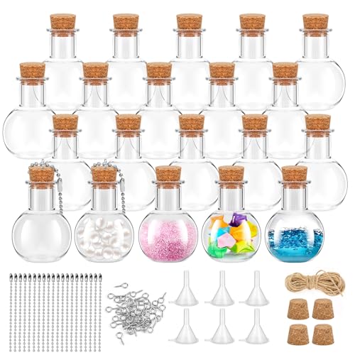 20 Pack Mini Plastic Bottles with Corks - Clear Small DIY Craft Bottles for Parties