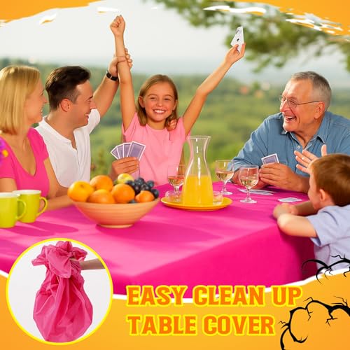 24 Pack Plastic Halloween Tablecloths - Waterproof 54x108 Inch Rectangular Covers - Black, Orange, Pink, Green - Party Supplies