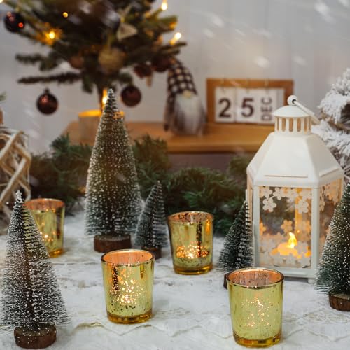 Gold Votive Candle Holders Set of 24 - Elegant Mercury Glass Tea Light Holders