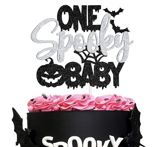 Halloween Baby Cake Topper Ghost Bat Spider 1st Birthday Decor Glitter