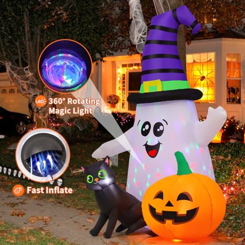 5 Ft Halloween Inflatable Ghost Decoration with LED Lights for Outdoor Yard