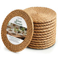 12 Pcs Round Woven Placemats - Farmhouse Boho Straw Heat-Resistant Table Mats