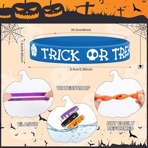 Halloween Rubber Bracelets Wristbands Set - 120pcs with 10 Styles for Kids Party Favors