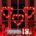 Valentine's Day Window Lights - Red Heart Silhouette LED String with Timer - Hearts Variation
