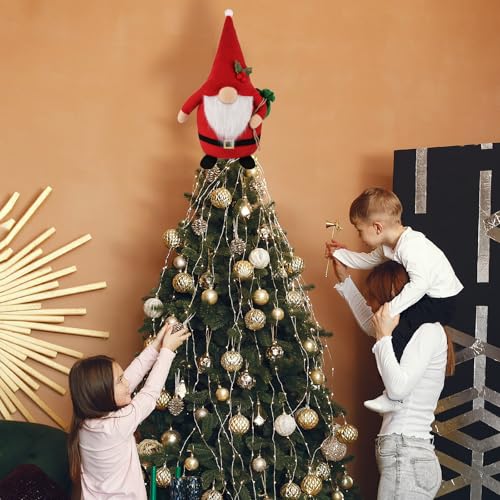 Christmas Tree Topper Gnome Decoration - Handcrafted Holiday Ornament