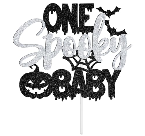 Halloween Baby Cake Topper Ghost Bat Spider 1st Birthday Decor Glitter