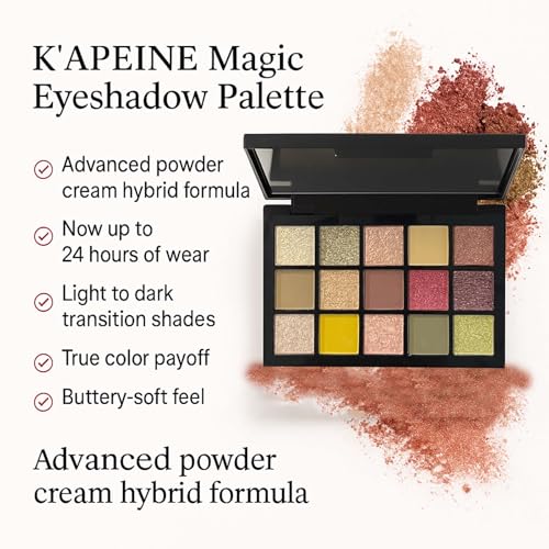 K'APEINE Earth & Sunset 15-Color Eyeshadow Palette - Colorful Matte & Shimmer Makeup