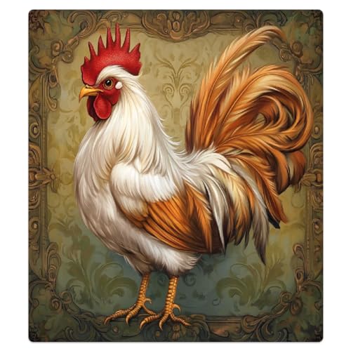 Rooster Flower Ethnic Dishwasher Magnet Cover A04 - Magnetic Fridge Decor 23x26 inches