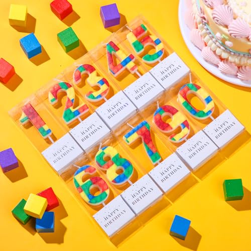 Rossesay Building Block Birthday Number Candle - Number 7 Cake Topper