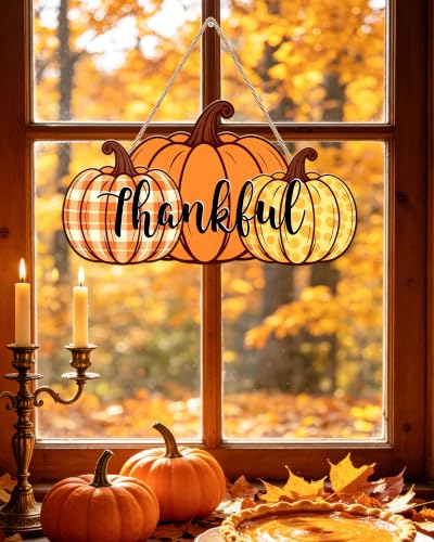 Thanksgiving Pumpkin Wooden Door Sign - Fall Harvest Wall Decor