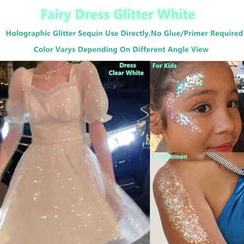 Rainbow White Glitter Stick for Face Hair Body - Sparkly, Mess-Free, Waterproof