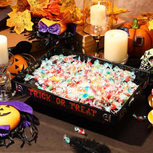 Halloween Ghost Serving Tray with Handles - Acrylic Platter, Black & Orange, 13.8x9.8 Inches, Ghost Variation