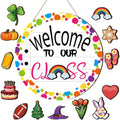 Interchangeable Classroom Welcome Sign with 13 Seasonal Icons - Vintage 14 Variation