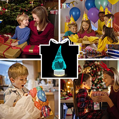 Gnome Night Light 3D Optical LED Lamp with Remote & Touch Control - 16 Color Changing Timer - Gnome Variation