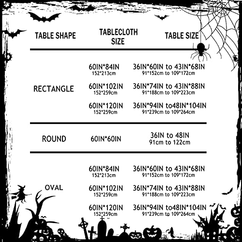 Halloween Tablecloth 60x84 Inch Rectangular Spooky Pumpkin Spider Web Washable Decor - Variation of THIS listing