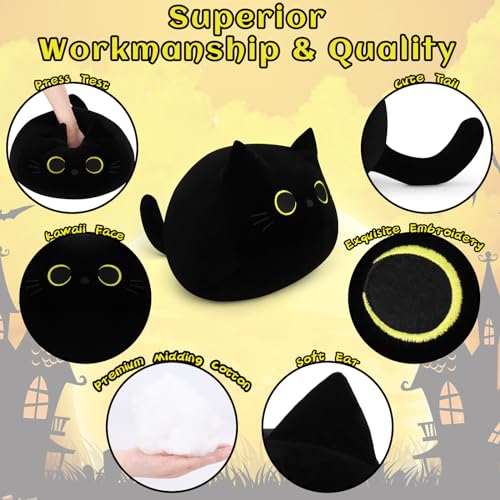 Black Cat Plush Toy Large 19'' Giant Plush Pillow Halloween Decor - Kids & Adults