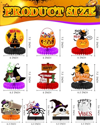 Halloween Party Decorations Set - Happy Halloween, 10 Pieces Halloween Table Centerpieces