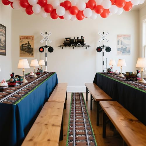 Railroad Track Table Runner for Western Party Decorations 15 Inch x 32 Ft