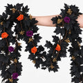 Halloween Garland 2 Pack - Purple Orange Roses with Gold Berries & Black Vines