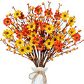 Fall Floral Stems 12PCS Autumn Artificial Flowers with Berries for Centerpieces