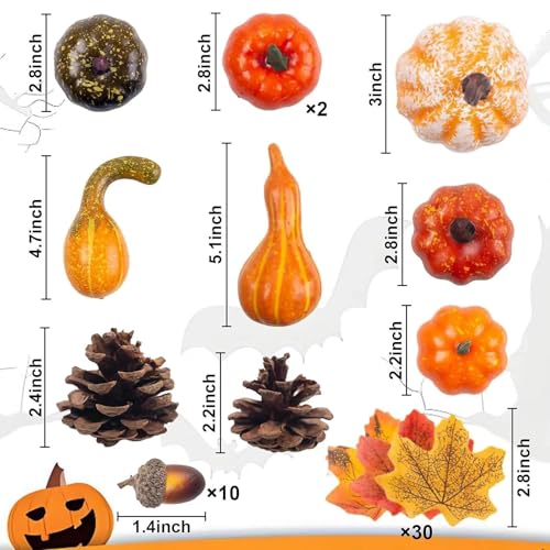 Fall Mini Pumpkin Decoration Set - Artificial Harvest Scene Decor for Halloween & Thanksgiving