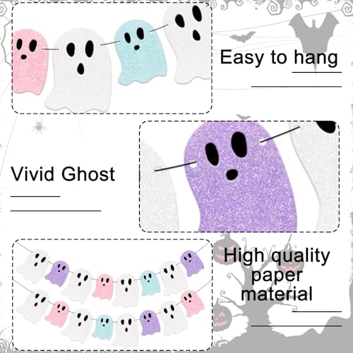Halloween Ghost Garland Decorations - Pastel Ghost Banners for Parties & Photo Booths
