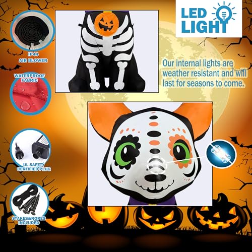 5 Ft Halloween Skeleton Dog Inflatable Decoration with LED Lights Outdoor Yard Decor