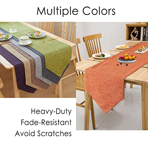Farmhouse Burlap Cotton Linen Table Runner 12x70 Inch - Orange, Rustic Decor