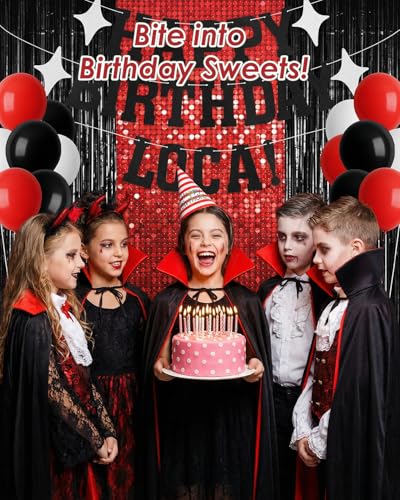 Vampire Themed Birthday Banner & Balloon Set - Happy Birthday Loca
