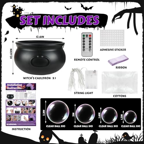 Halloween Witches Cauldron Decorations Set - Purple Bubbling DIY Prop for Indoor Outdoor Parties