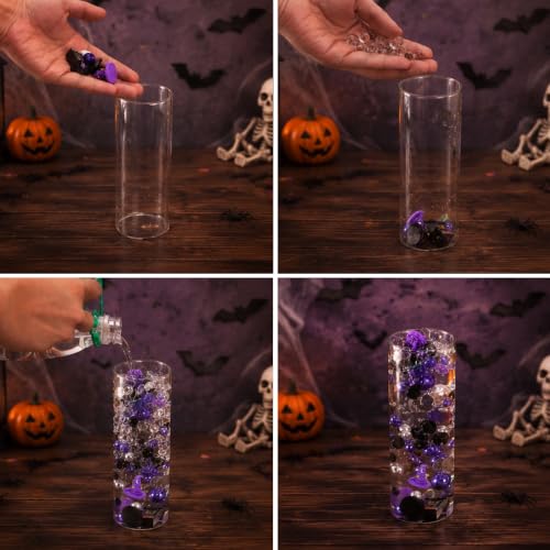 Halloween Floating Vase Filler Kit - Black & Purple Ghosts Candies Beads Set